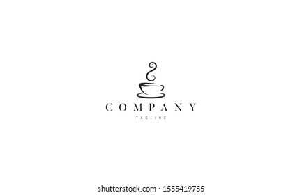 Vector logo on which an abstract image of a cup of coffee.