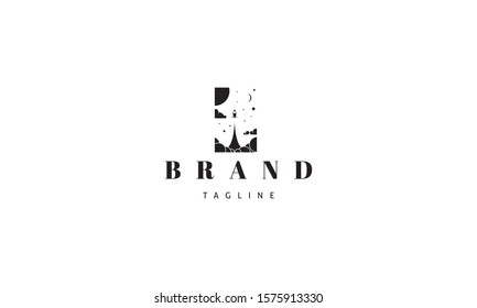 Vector logo on which an abstract image of a soaring rocket on a background of stars.