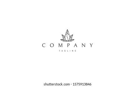 Vector Logo On Which An Abstract Image Of Cannabis Leaves With Coffee Bean In The Middle.