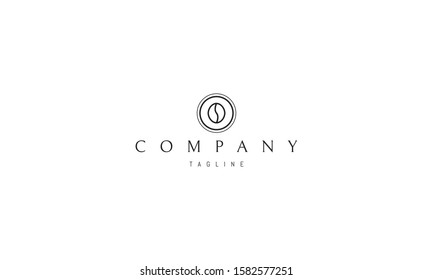 Vector logo on which an abstract image of coffee beans in the center of the circle.