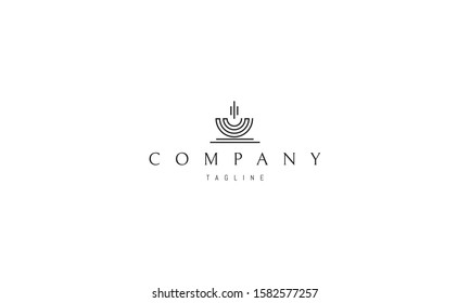 Vector logo on which the abstract image of the bowl in a linear style.