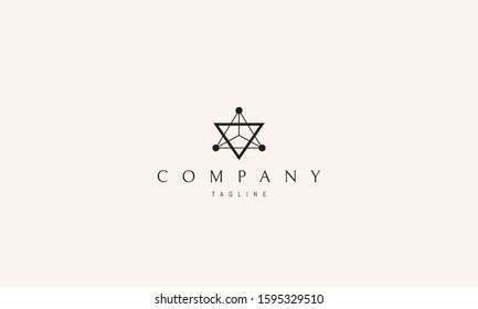 Vector logo on which an abstract image of a triangular alchemical symbol.