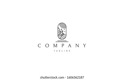 Vector logo on which an abstract image of a landscape with plants.