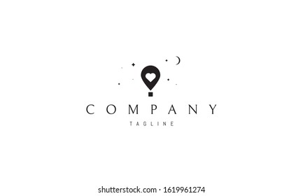 Vector logo on which an abstract image of a balloon in the center of which a heart.
