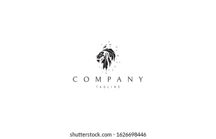 Vector logo on which the abstract image of a lion in the form of fire.