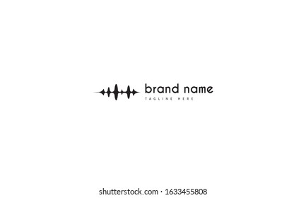 Vector logo on which an abstract image of a sound wave.