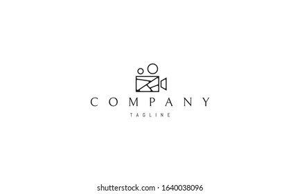 Vector logo on which an abstract image of a video camera.