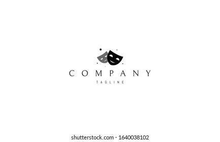 Vector logo on which an abstract image of masks of drama and comedy.