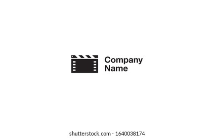 Vector logo on which an abstract image of film strip and video clapperboard.