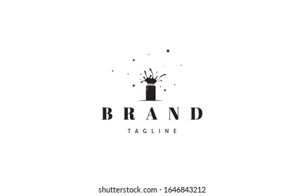 Vector logo on which an abstract image of an exploding can.