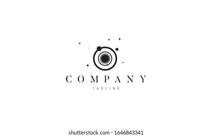 Vector logo on which the abstract image of the solar system.