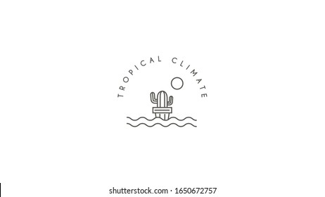 Vector logo on which an abstract image of a desert landscape and a cactus