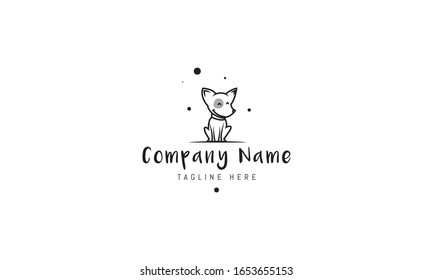 Vector logo on which an abstract image of a sitting cute dog.