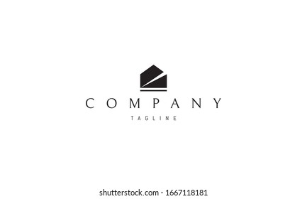Vector logo on which is an abstract image of a mail envelope that also looks like a house.
