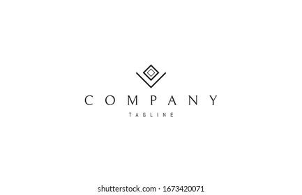 Vector logo on which an abstract image of an elegant letter V and a rhombus.