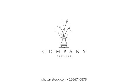 Vector logo on which an abstract image of an elegant vase with flowers.