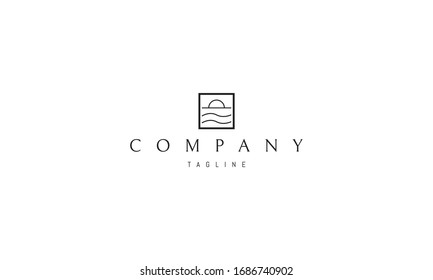 Vector logo on which an abstract image of the sun and the sea.