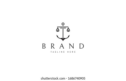 Vector logo on which an abstract image of an anchor and scales of justice.