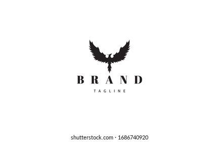 Vector logo on which the abstract image of the phoenix spread its wings.