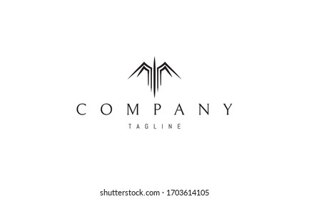 Vector logo on which an abstract image of a bird with sharp wings.
