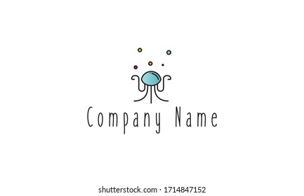 Vector logo on which an abstract image of jellyfish with bubbles.