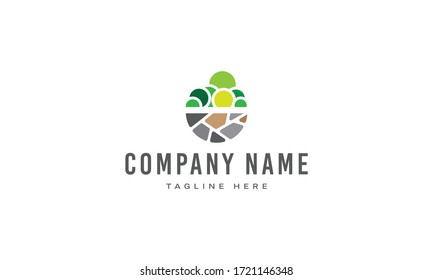 Vector logo on which an abstract image of a bowl in which lies healthy food.