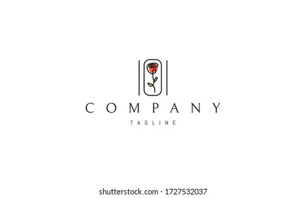 Vector logo on which an abstract image of an elegant rose in a rectangle.