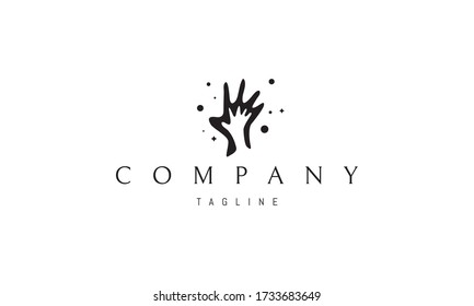 Vector logo on which an abstract image of the palm of a father and the palm of a child inside.