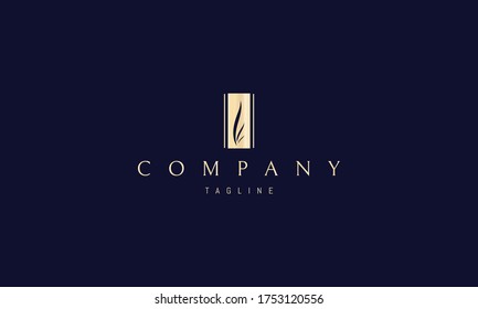 Vector logo on which an abstract image of three elegant leaves in a rectangle.