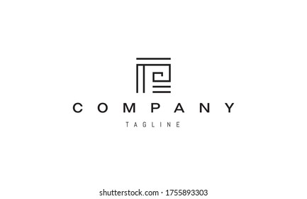 Vector logo on which the abstract image of the letter P in a linear style in the shape of a square.