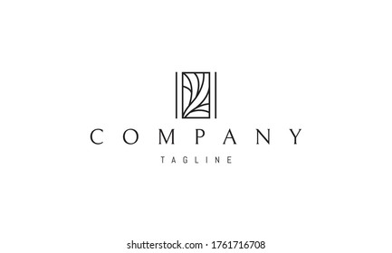 Vector logo on which an abstract image of an elegant branch in a rectangle.