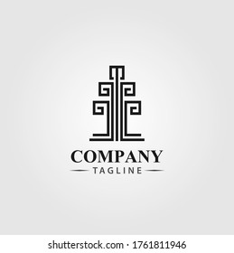 Vector logo on which the abstract image of the minimalist pine tree.