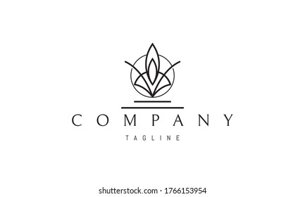 Vector logo on which an abstract image of a pattern consisting of both leaf and circle.