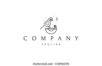 Vector logo on which an abstract image of a nest with a bird and its chick.