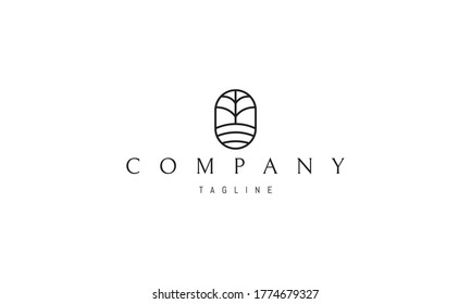 Vector logo on which an abstract image of a tree on a hill in a minimalistic design.