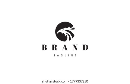 Vector logo on which an abstract image of the head of an eagle in a circle.
