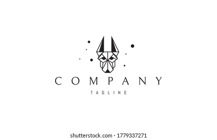 Vector logo on which an abstract image of a Doberman dog in a linear style.