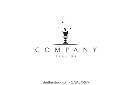 Vector logo on which an abstract image of a candle on an old candlestick.