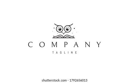 Vector logo on which an abstract image of the head of an owlet with big eyes and a book that represents learning.