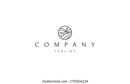 Vector logo on which an abstract image of a man floating on the waves.