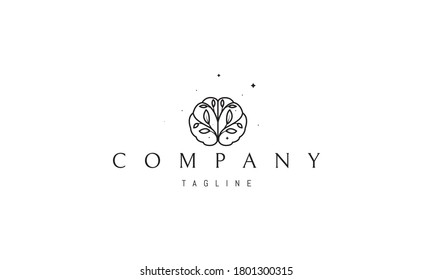 Vector logo on which an abstract image of the brain with a plant inside.