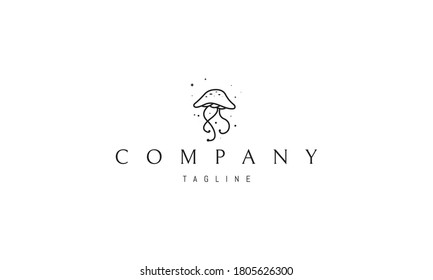 Vector logo on which an abstract image of a jellyfish in a linear style.