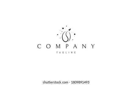 Vector logo on which an abstract image of a rocket track that forms the shape of a coffee bean.