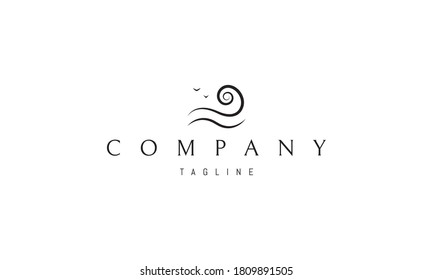 Vector logo on which the abstract image of the waves and the sun.