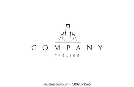 Vector logo on which the abstract image of the silhouette of a huge building.