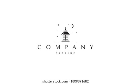 Logo vectorial en el que una imagen abstracta de un cenador bajo el cielo nocturno.