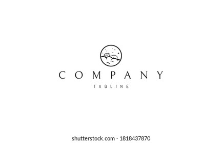 Vector logo on which an abstract image of a child sleeping on a cloud against a background of stars.