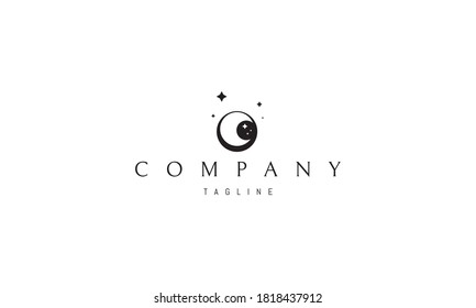 Vector logo on which an abstract image of the moon with stars.