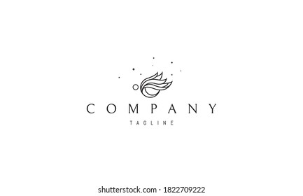 Vector logo on which an abstract image of an angel on a background of stars.