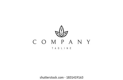 Vector logo on which an abstract image of three leaves with veins.